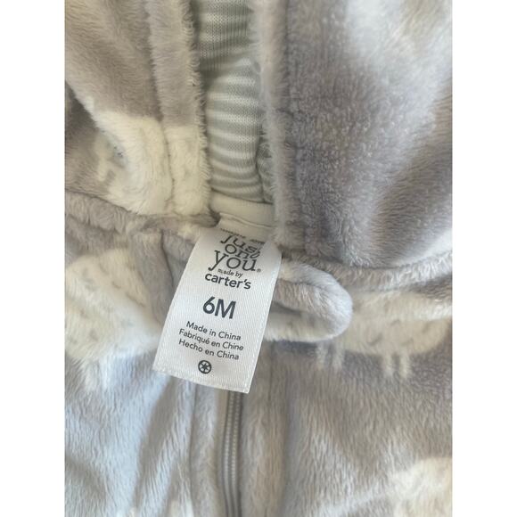 Just One You Carters Sheep Footed Fleece Sleep SnowSuit Footie 6 Months - Picture 5 of 6